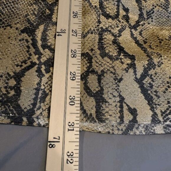 Topshop Metallic Snakeskin Two Tone Mini Dress Gold Black Size 4 - Picture 11 of 12
